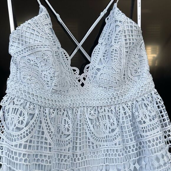 Bardot Light Blue Versailles Lace Dress Size 10 - Picture 5 of 14